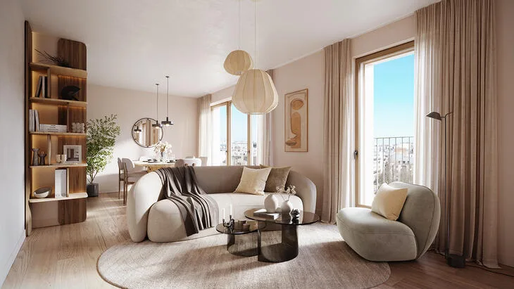 Salon meublé d'un appartement neuf