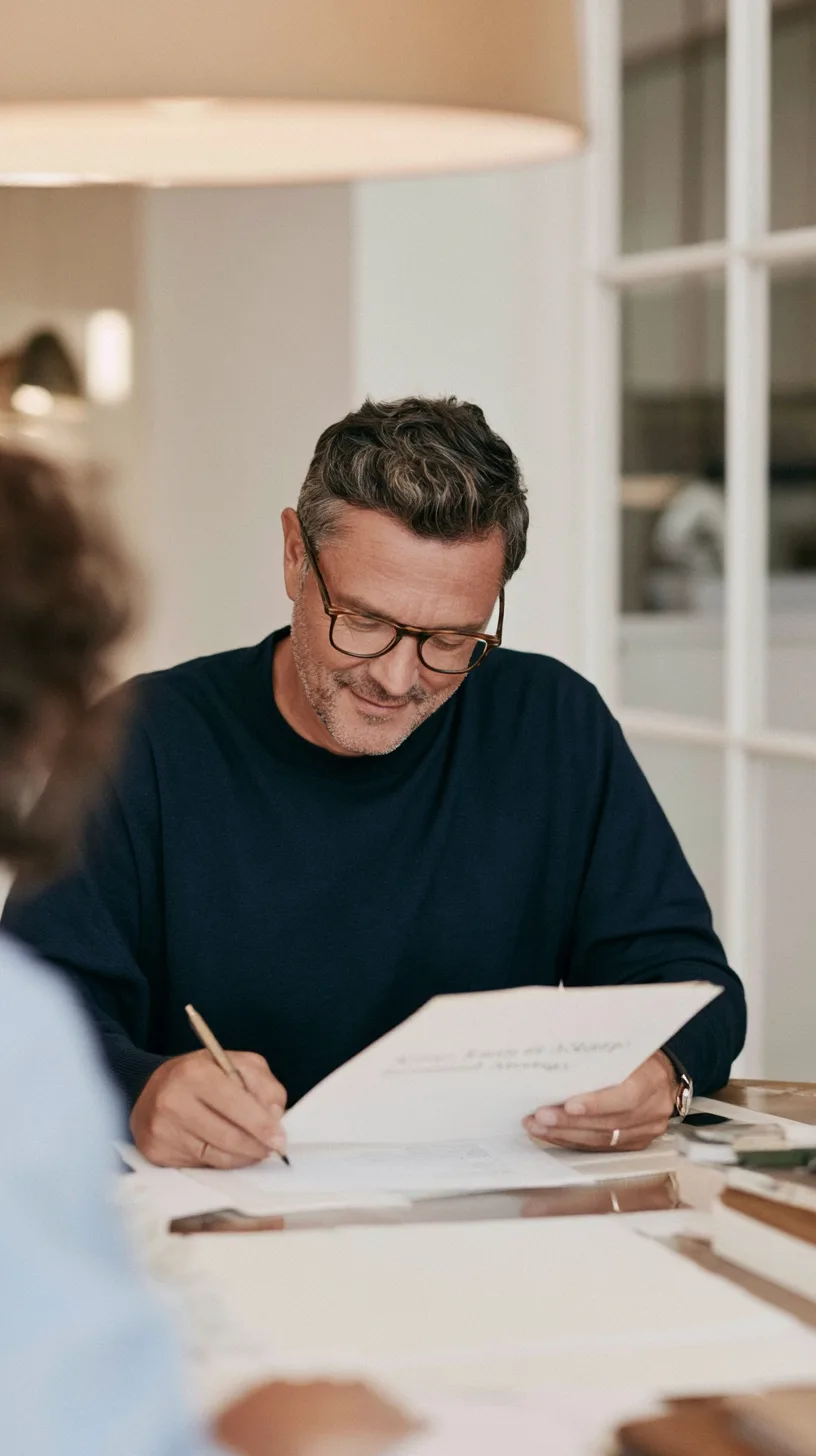 Conseiller du Cabinet IGC annotant un document en rendez-vous