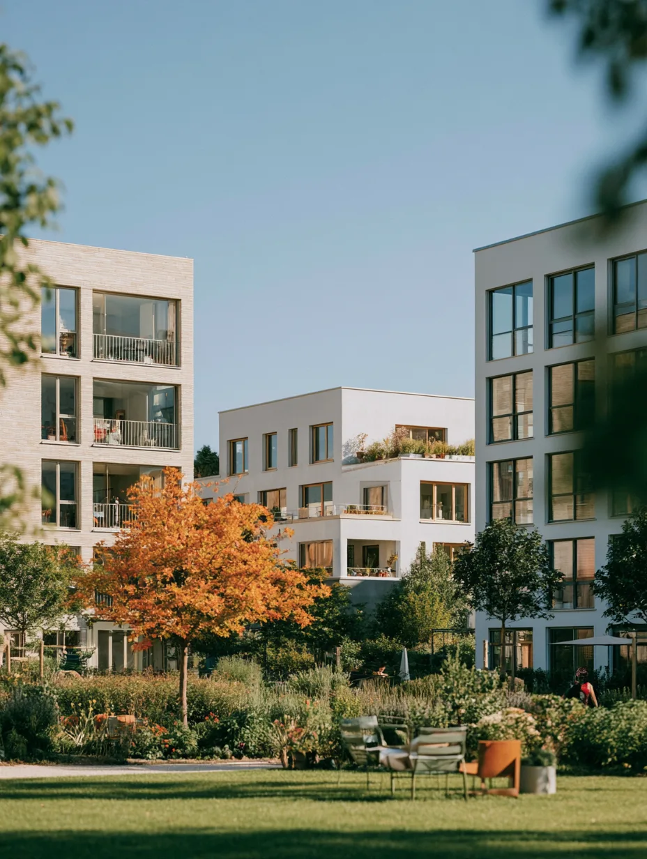 Résidence d'appartements neufs entourée d'un jardin arboré